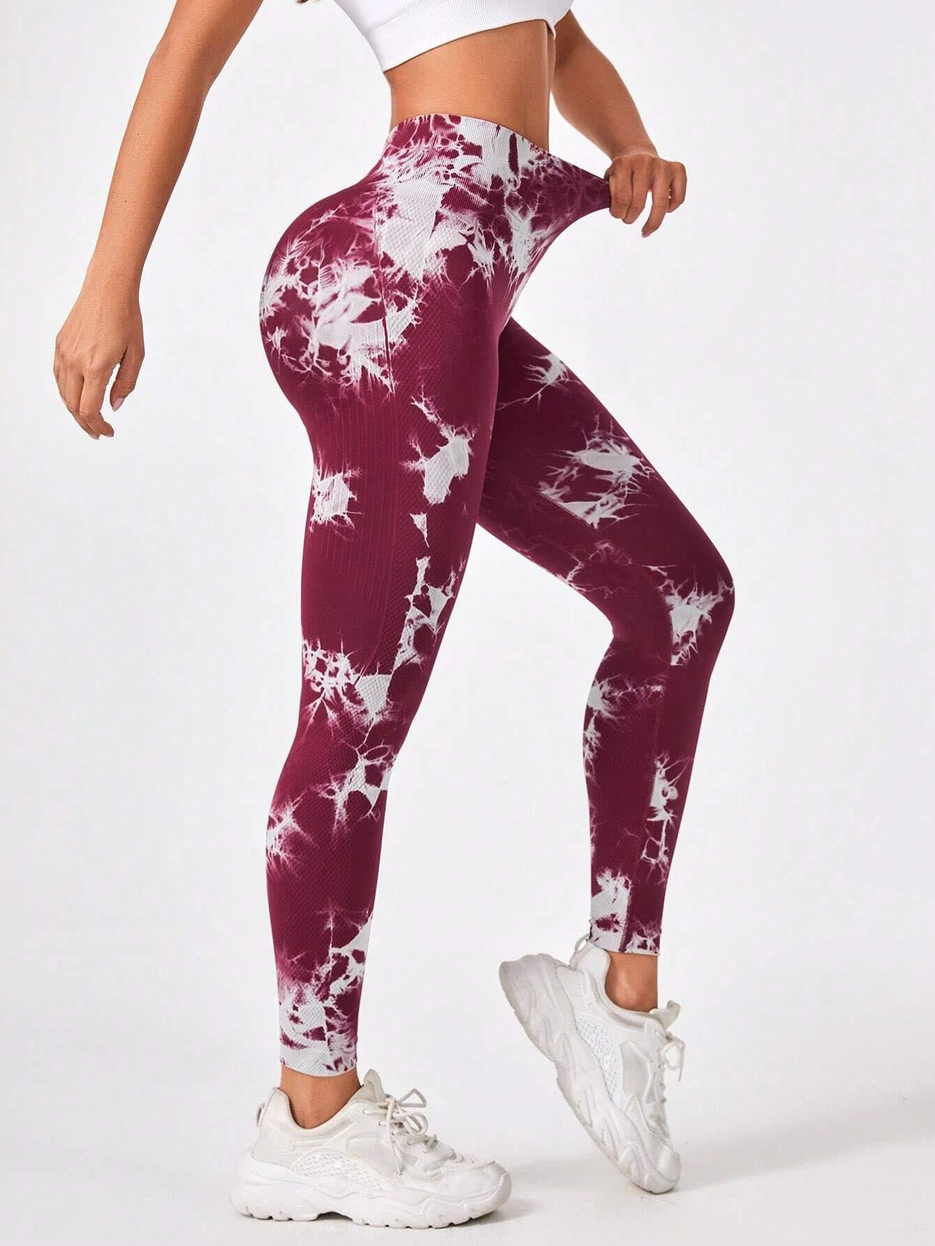 Mallas de Entrenamiento Tie-Dye Sin Costuras para Mujer – Comodidad, Estilo y Rendimiento.