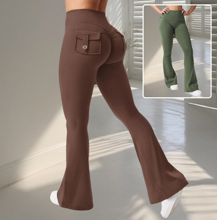 Leggings de Yoga Acampanados con Bolsillos – Pantalones Deportivos de Cintura Alta para Levantamiento de Glúteos y Fitness