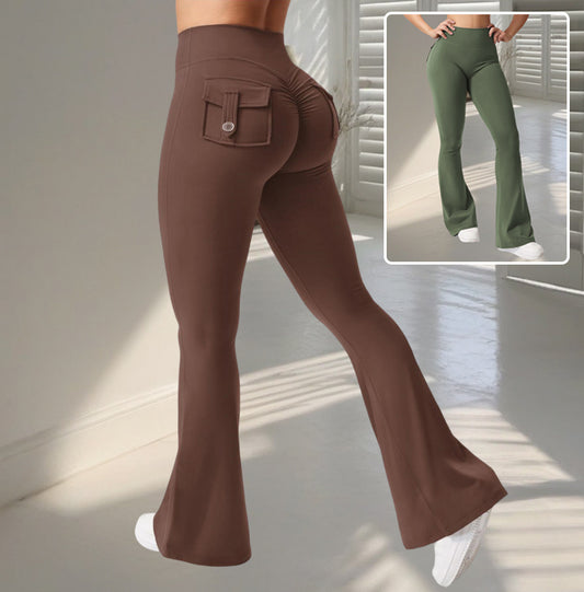 Leggings de Yoga Acampanados con Bolsillos – Pantalones Deportivos de Cintura Alta para Levantamiento de Glúteos y Fitness