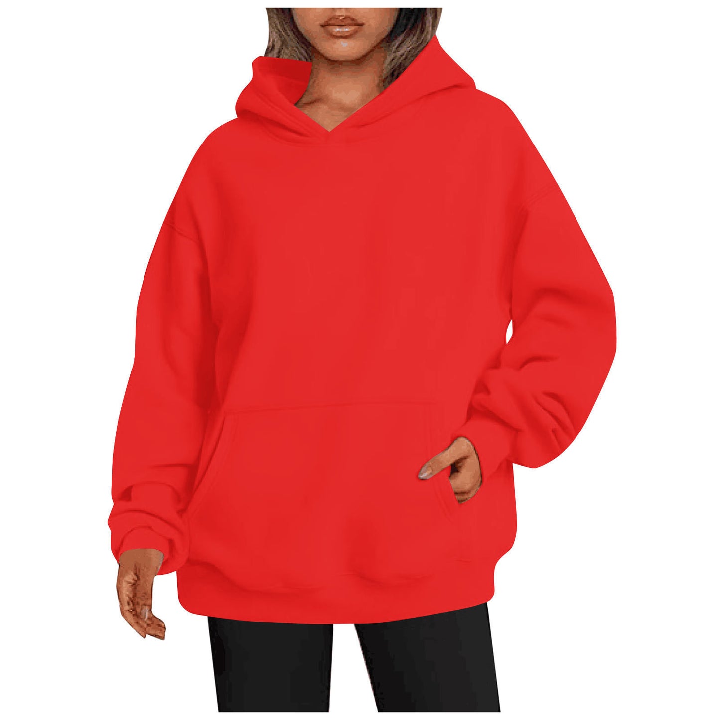 Women's Hoodies With Pockets Fashion Solid Sweatshirt Oversized Hooded Sweater Womens Clothing