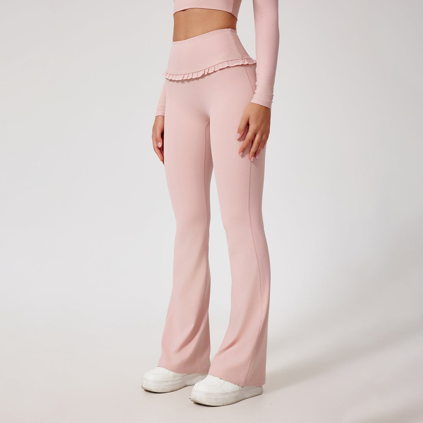 Pantalones de Yoga de Cintura Alta – Realce de Cadera y Encaje con Tacto Nude | XYROSE