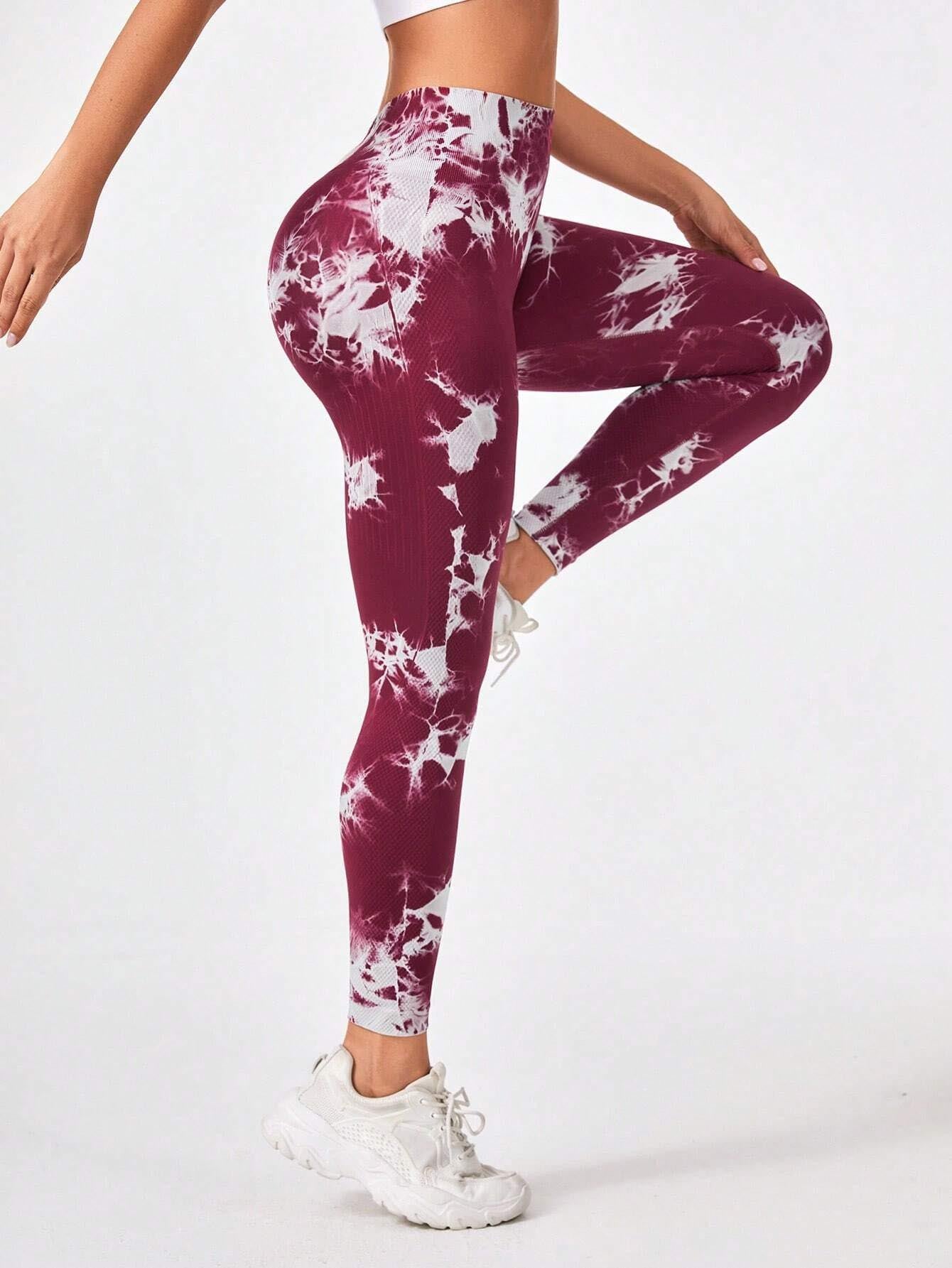 Mallas de Entrenamiento Tie-Dye Sin Costuras para Mujer – Comodidad, Estilo y Rendimiento.