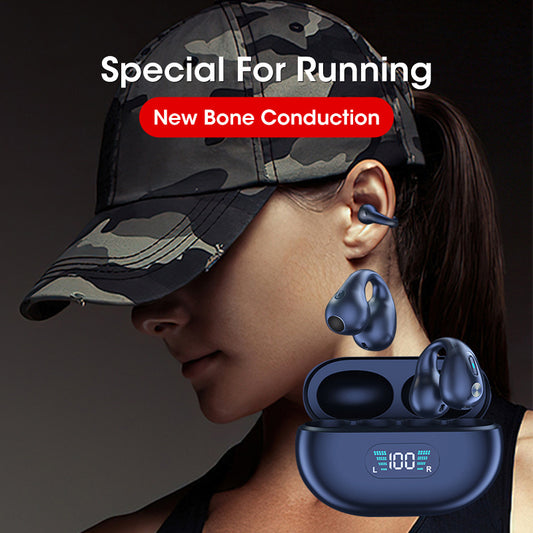 TWS Wireless Bone Conduction Sports Headphones – Bluetooth 5.3, HIFI Bass, Ear-Clip Design and Touch Control